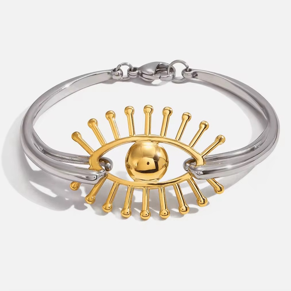 Elegant Gold and Silver Evil Eye Bracelet